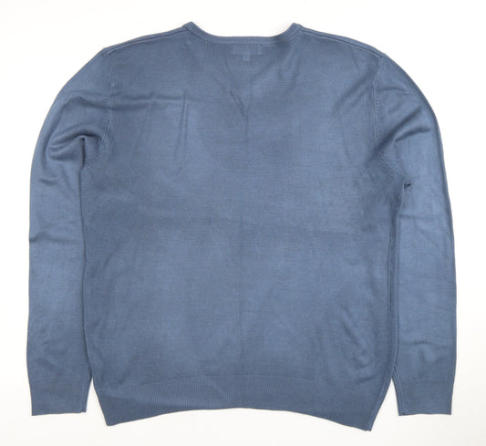 Thomas Nash Men's Blue V-Neck Pullover Jumper M