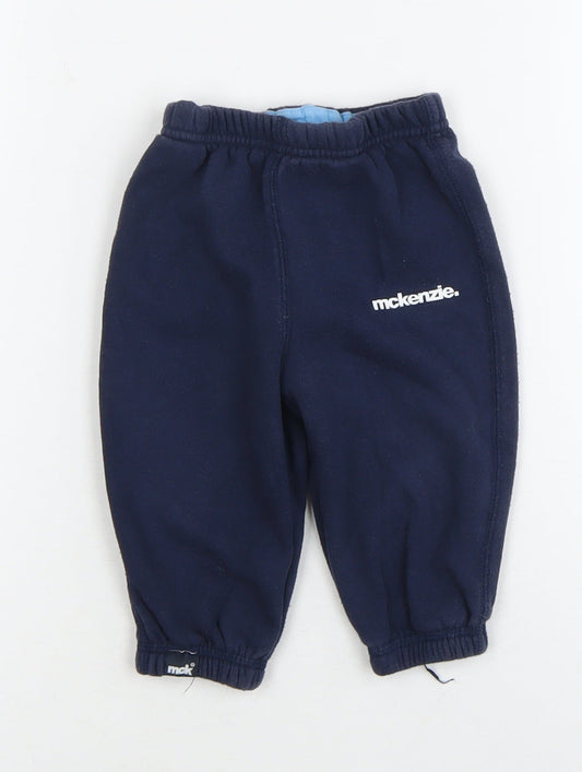 Additional front view of McKenzie unisex baby blue fleece trousers 9-12 months