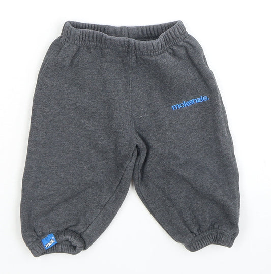 Additional front view of McKenzie Grey unisex baby jogger trousers 9-12 months