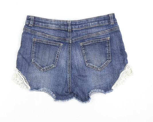 Marks and Spencer Teen Blue Denim Lace Cut-Off Shorts Size 12
