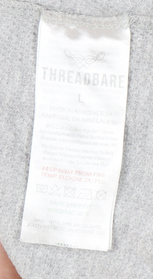 Threadbare Men's Grey T-Shirt, Size L, Short Sleeve Crew Neck