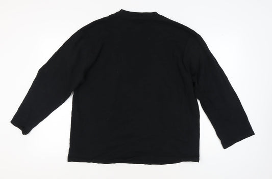 ASOS DESIGN Black Graphic T-Shirt, Size 14, Long Sleeve