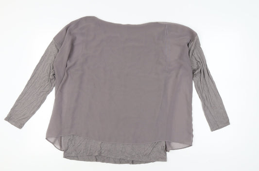 Wallis Grey Sequin Accented Long Sleeve Women's Top
