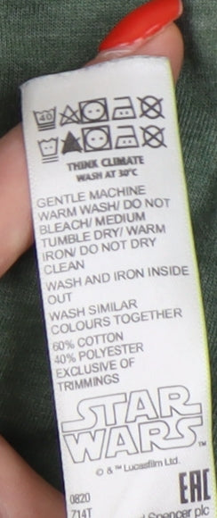 Marks and Spencer Teens Green Star Wars Long Sleeve T-Shirt