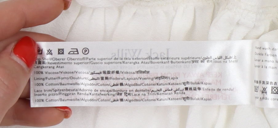 Jack Wills White Lace Accented Women's Blouse - UK 8