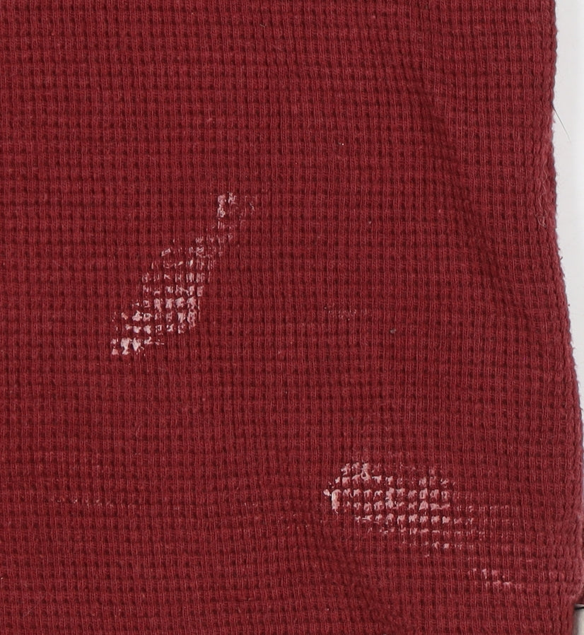 Vans Men's Red Henley Long Sleeve T-Shirt M