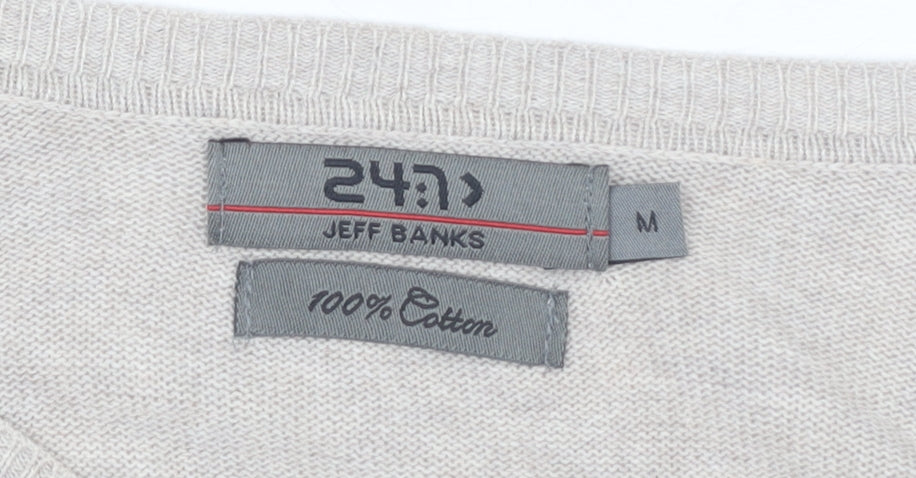 Jeff Banks Men's Beige V-Neck Pullover Jumper M