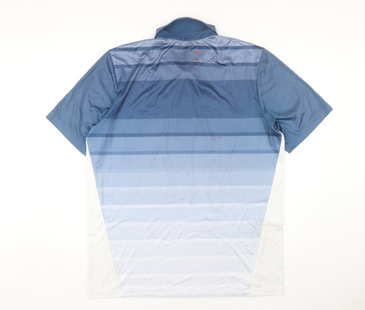 Adidas Men's Blue Striped Polo Shirt L