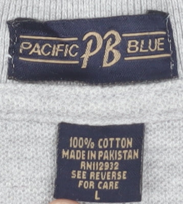 Pacific Blue Men's Grey Polo, L, Casual Short Sleeve