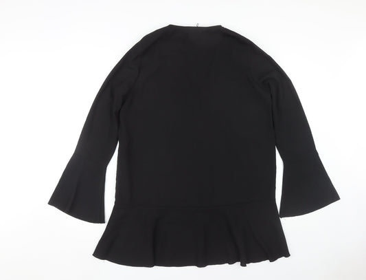PrettyLittleThing Women’s Black V-Neck Flared Sleeve Dress