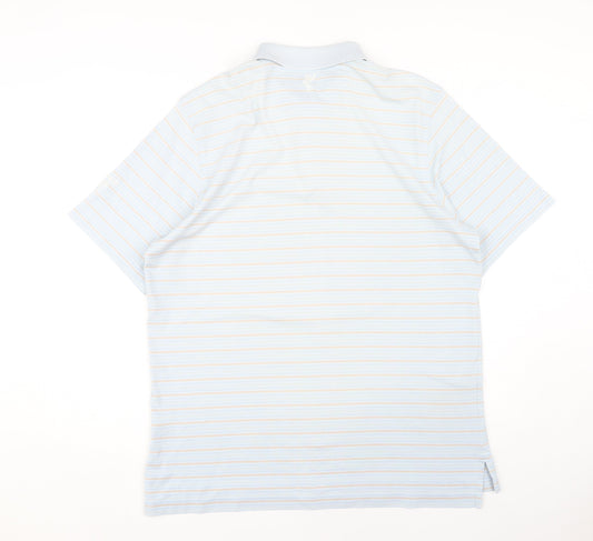 Ashworth Men's Blue Striped Polo Shirt L