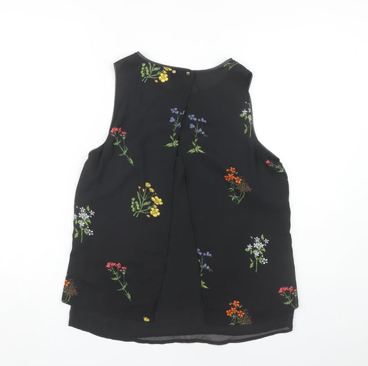 H&M Women's Black Floral Tank Top Size 10