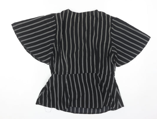 New Look Women's Black Wrap Blouse Size 14