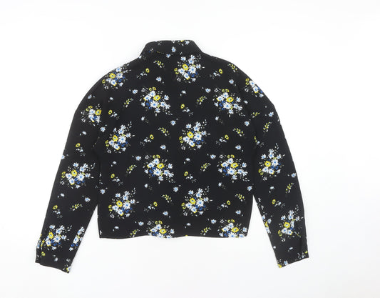 Womens UK Size 8 Miss Selfridge Black Basic Button-Up