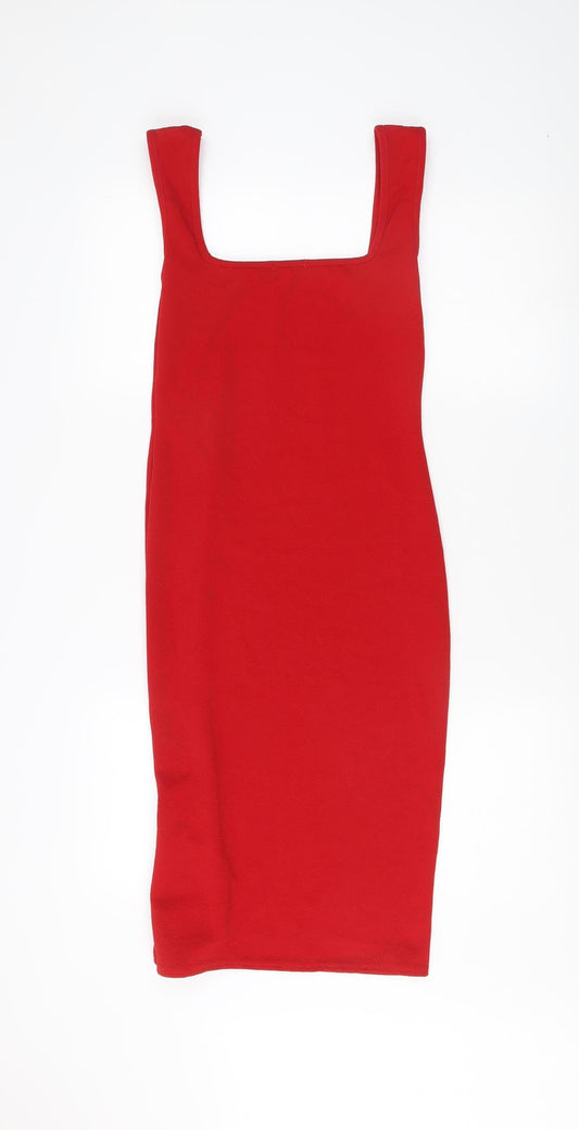 Boohoo Women’s Red Bodycon Dress, Size 10, Sleeveless