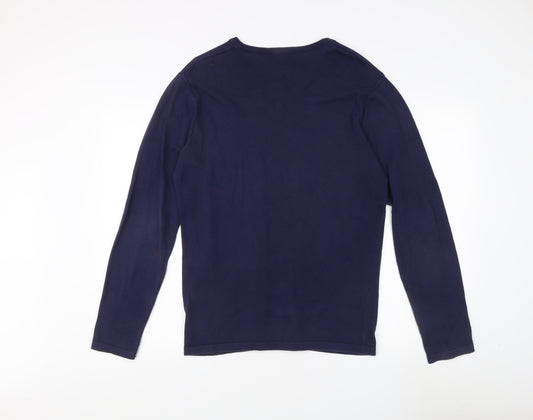 Kangol Blue Men's Pullover Jumper, Size S, V-Neck, Cotton