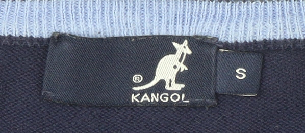 Kangol Blue Men's Pullover Jumper, Size S, V-Neck, Cotton