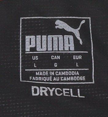 Brand and care label for Puma Black T-Shirt - unisex l gym & training jersey