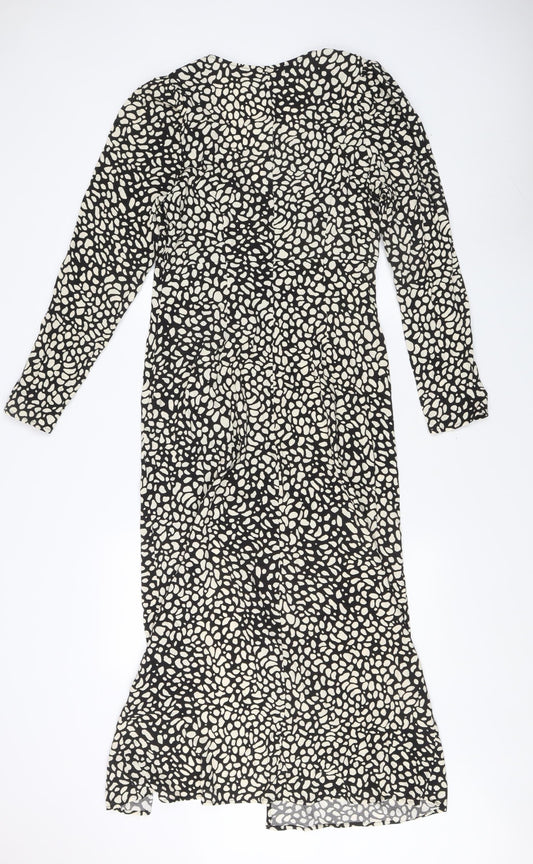 H&M Women's Black Midi Wrap Dress Size 12