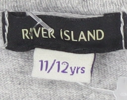 River Island Girls Graphic Print Grey T-Shirt - Size 11-12 Years