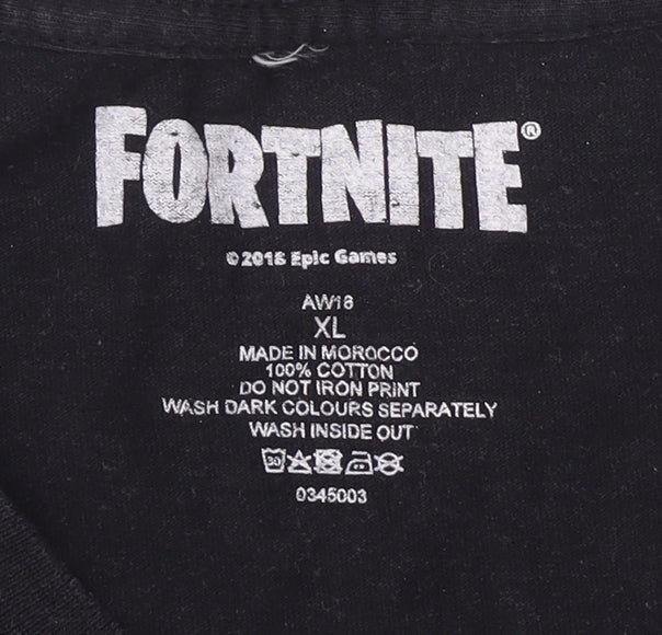 Mens UK Size XL Fortnite Black T-Shirt