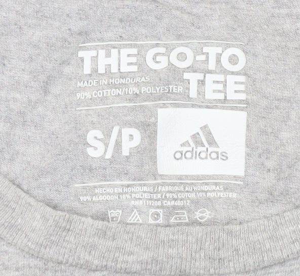 Close-up detail of Adidas Men's Grey S T-Shirt Sports Casual