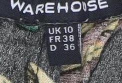 Womens UK Size 10 Warehouse Relaxed Fit Cropped Multicoloured Trousers