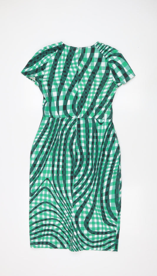 L.K. Bennett Women's Green Check Dress, Size 8, Chic Style