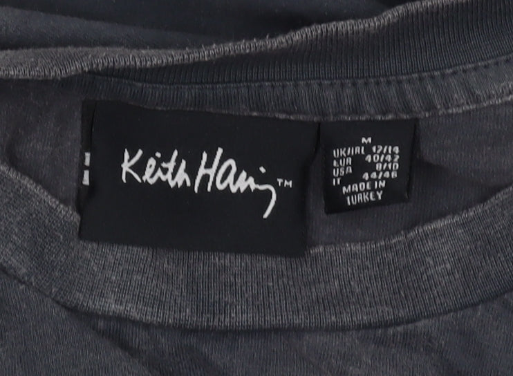 Unisex Adults UK Size M Keith Haring Black Basic T-Shirt