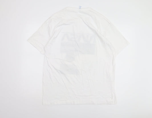 JHK Men's White NASA XL Graphic Print T-Shirt