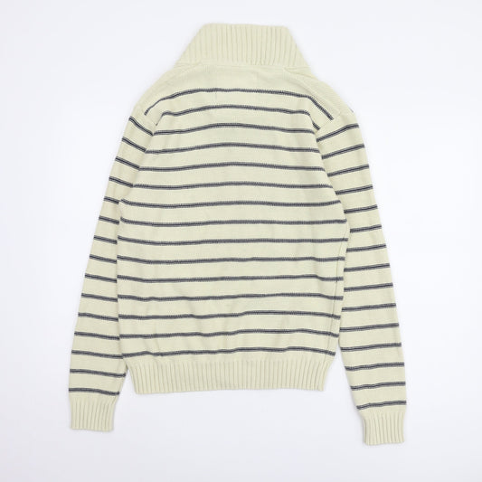 H&M Men’s Beige Roll Neck Striped Pullover - Size L