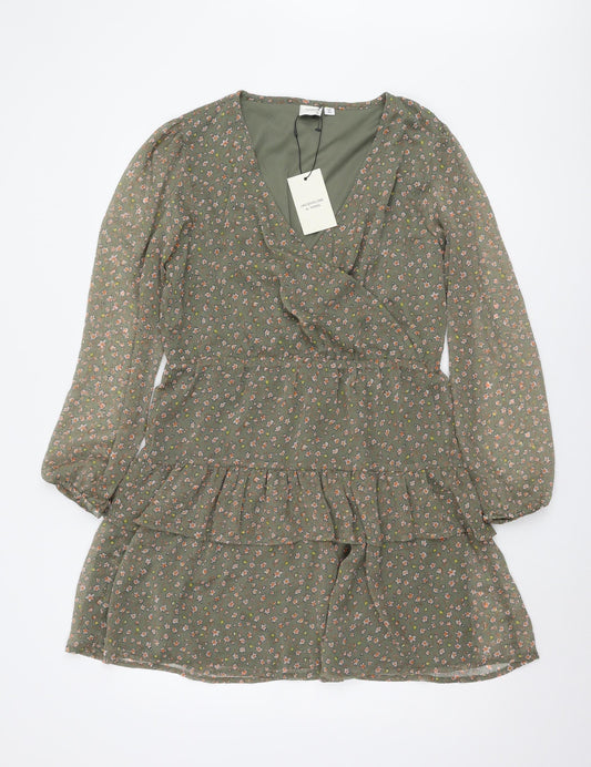 Additional front view of Jacqueline de Yong Green Floral Dress, size 12
