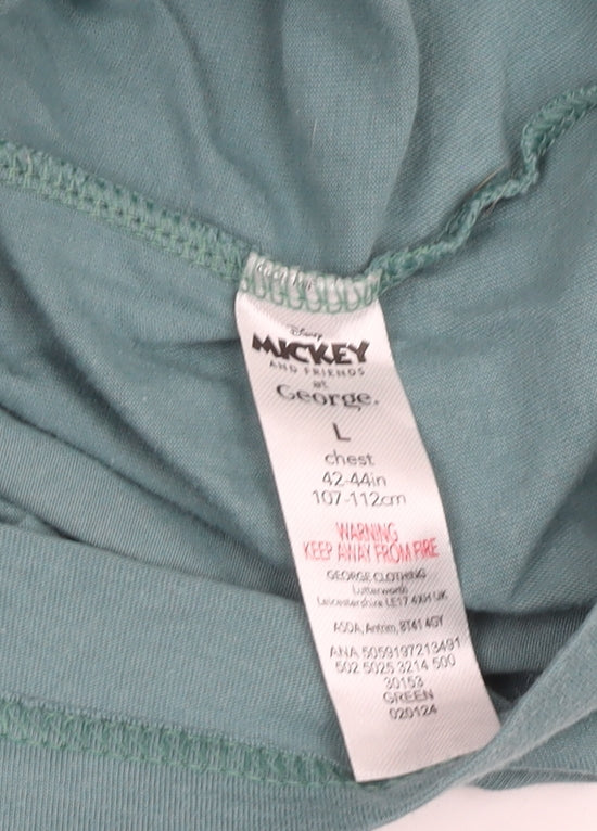 George Men's Green Disney T-Shirt L Mickey & Friends