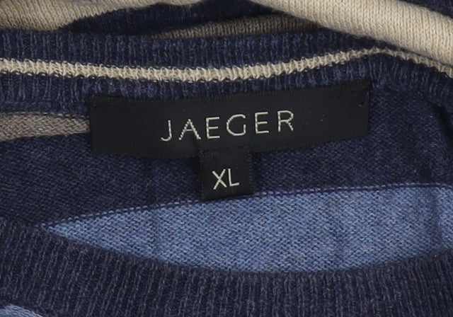 Jaeger Men's Multicoloured Striped Pullover, XL