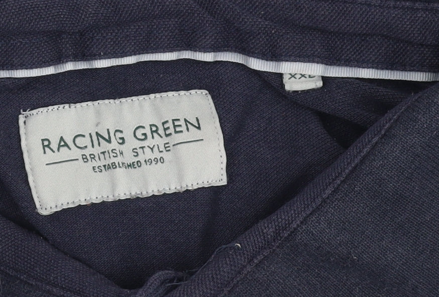 Racing Green Men's Blue Geometric 2XL Polo Shirt