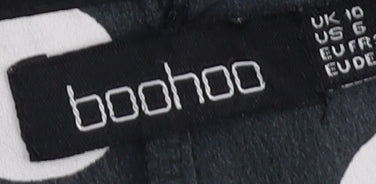 Boohoo Women's Black Polka Dot Shirt Dress Size 10