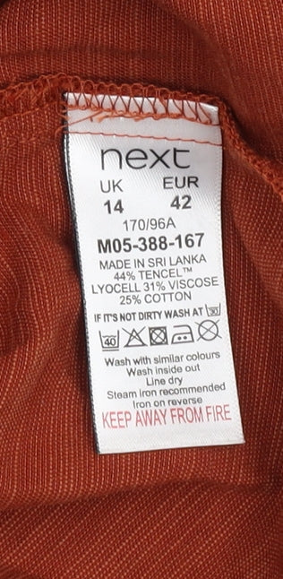 Next Women's Brown Puff Sleeve Dress Size 14