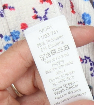 M&Co Women's Multicoloured Floral Mock Neck Top, Size 12