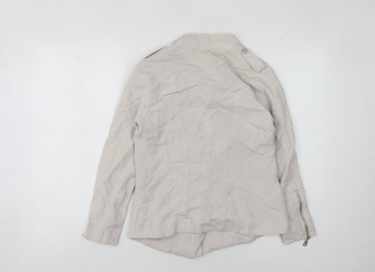 Womens UK Size 8 Mint Velvet Beige Motorcycle Jacket