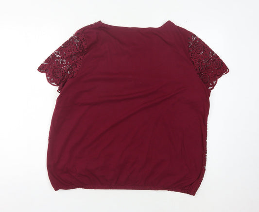 Womens UK Size 18 Bonmarché Red Lace Blouse