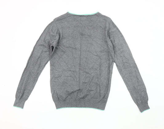 Jack & Jones Men's Grey V-Neck Pullover Jumper S