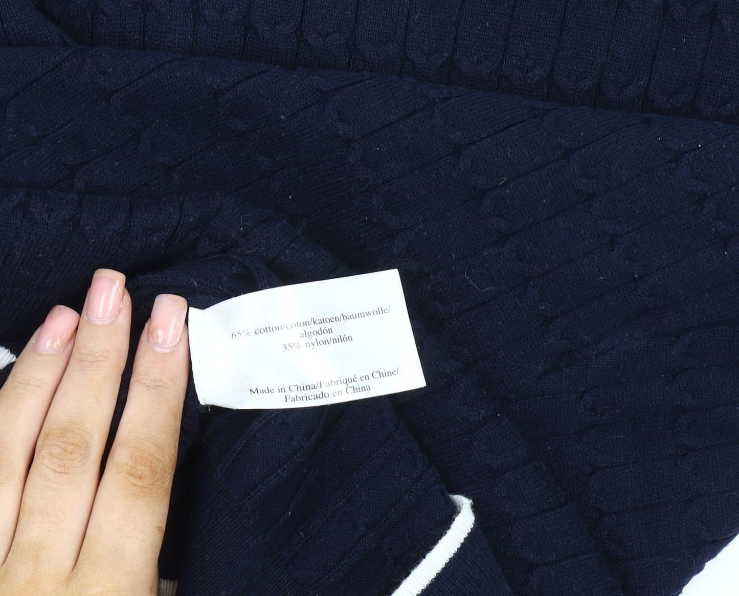 Laura Ashley Women's Blue Cable-Knit Jumper Size 14 Regular