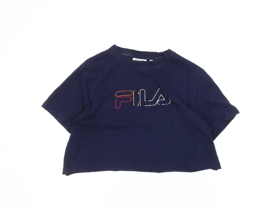 Additional front view of Fila Blue Cropped T-Shirt M for unisex adults