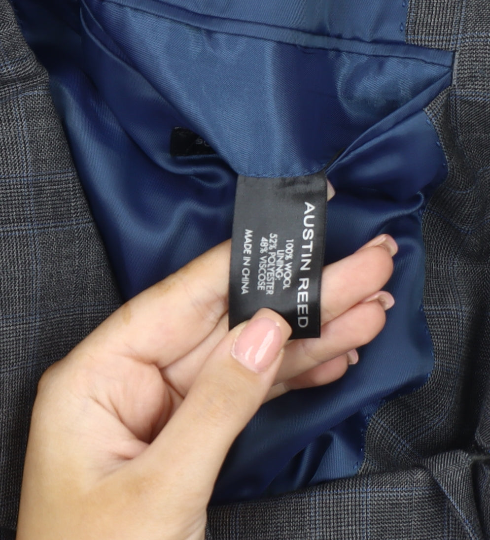 Austin Reed Men's Grey with Blue Check Blazer 40R Wool