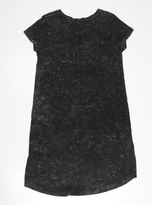 Label Lab Women's Black Striped Midi T-Shirt Dress - Size 12