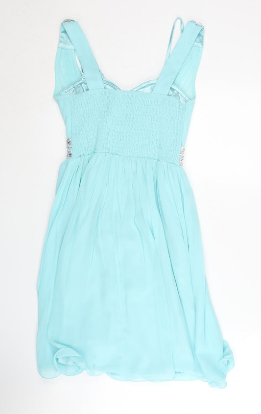 Quiz Women's Blue Sequin Sleeveless Dress Size 8