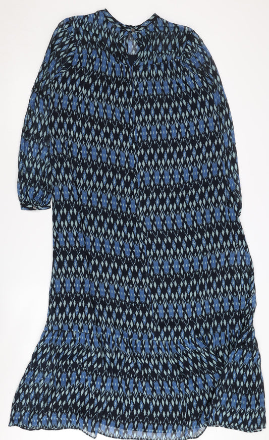Whistles Women Blue Geometric Long Sleeve Dress