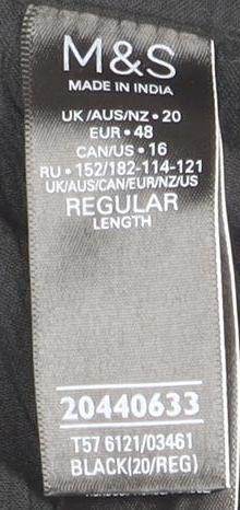 Womens UK Size 20 Marks and Spencer Black Trousers