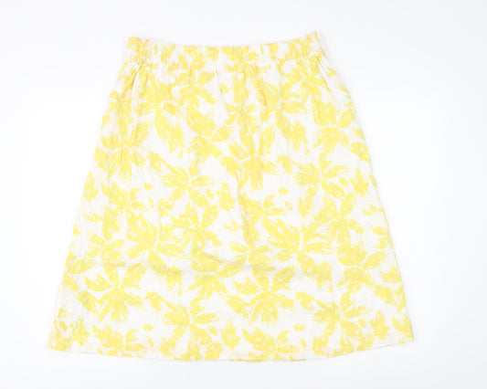 Marks and Spencer Women’s Yellow A-Line Floral Skirt, Size 14