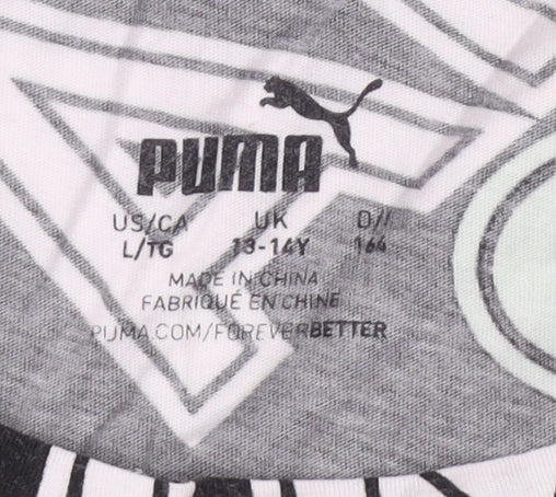 Puma Unisex Kids Black Graphic T-Shirt 13-14 Years